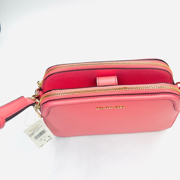 MICHAEL KORS Houston Large Crossgrain Leather Crossbody in Tea Rose - Picture 12 of 15